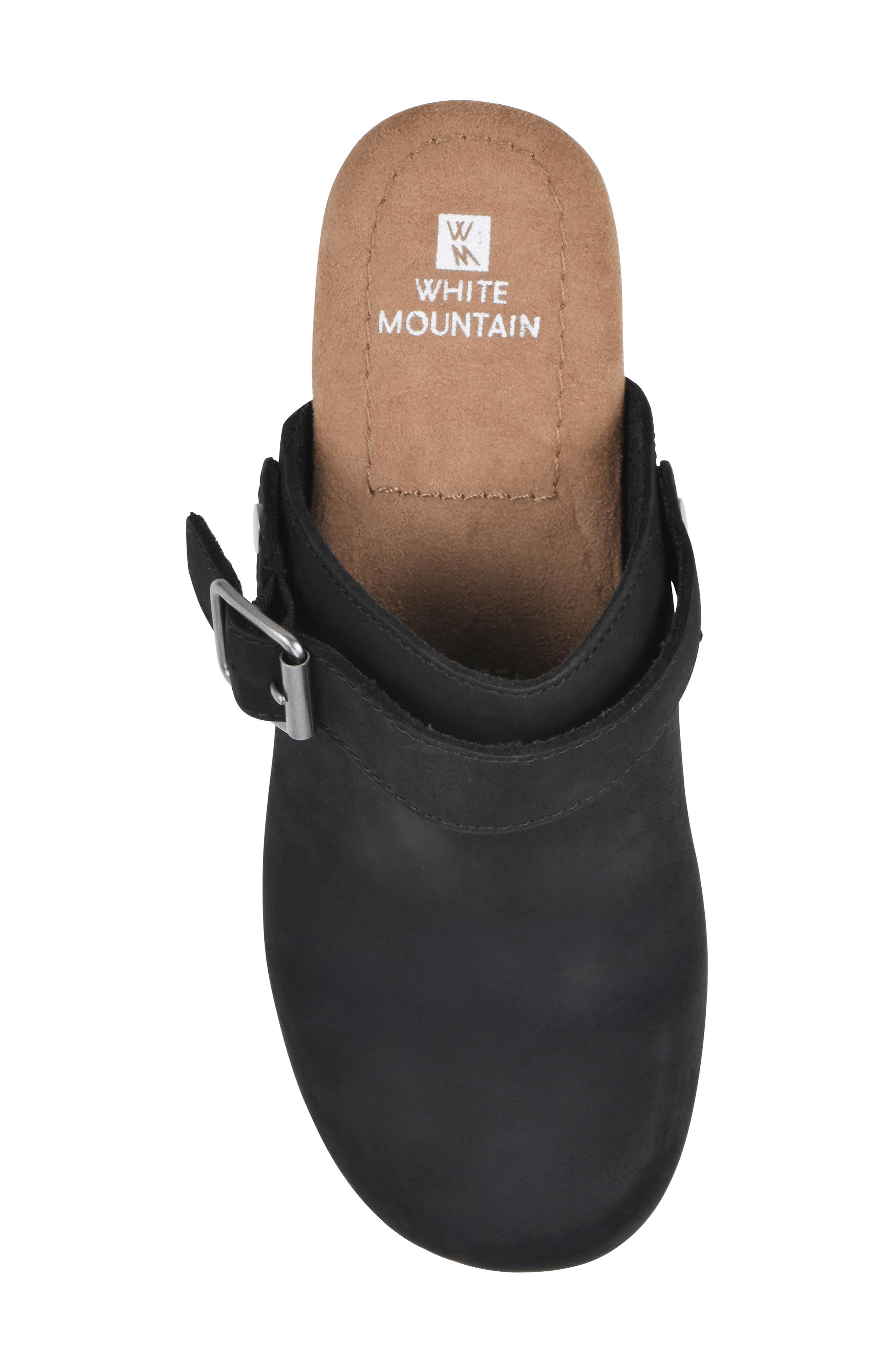 White Mountain Footwear White Mountain Being Buckled Leather Clog, Alternate, color, Black/ Nubuck