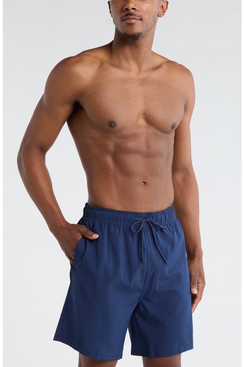 Solid Volley Swim Shorts, Main, color, NAVY