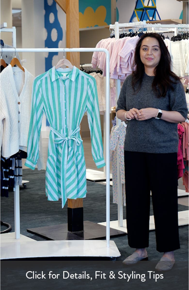 Long Sleeve Linen Blend Mini Shirtdress, sales video thumbnail