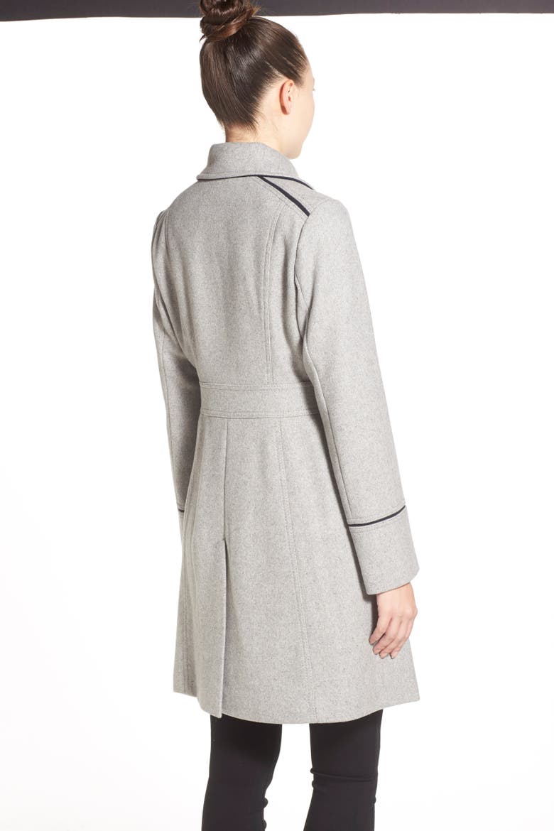 Wool Blend Double Breasted Officer's Coat, Alternate, color, LIGHT GREY