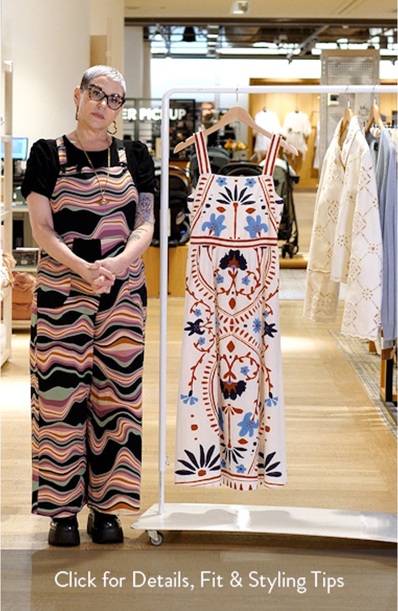 Carmen Mixed Print Cotton & Linen Midi Dress, sales video thumbnail