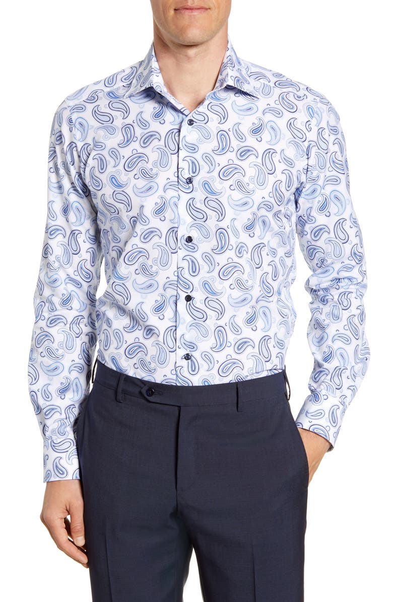 David Donahue Trim Fit Paisley Dress Shirt, Main, color,