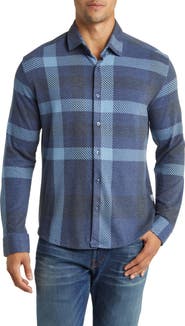 Stone Rose Big Plaid Tech Fleece Button-Up Shirt