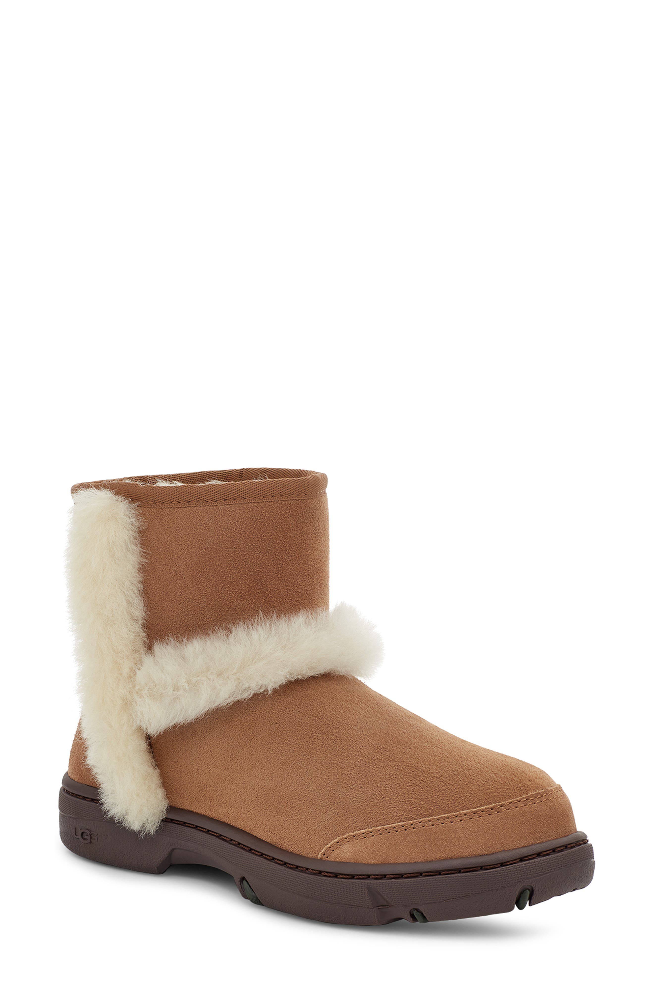 Sunburst Mini Genuine Shearling Bootie, Main, color, CHE
