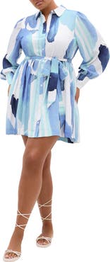 City Chic Ezra Tie Waist Long Sleeve Minidress