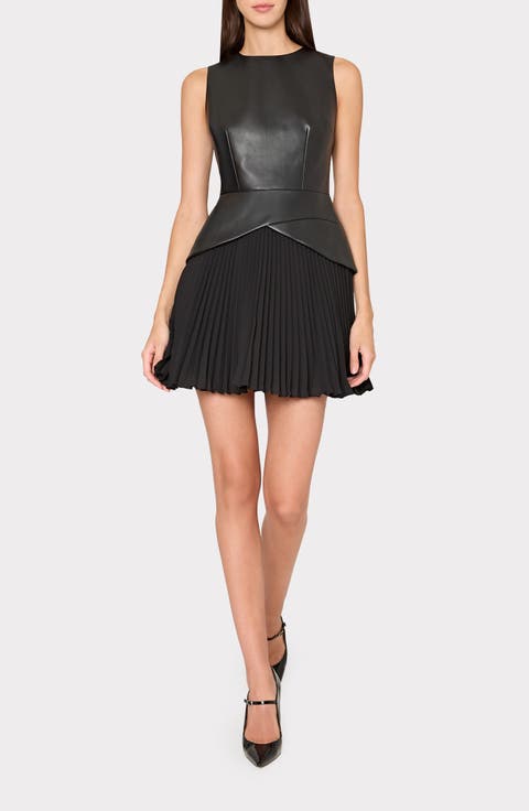 Haddy Mixed Media Faux Leather Minidress