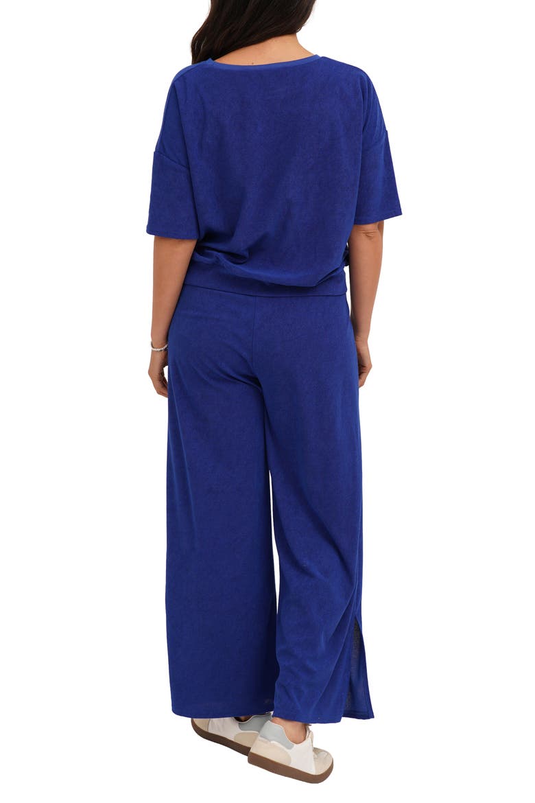 Terry V-Insert Short Sleeve Top, Alternate, color, BLUE