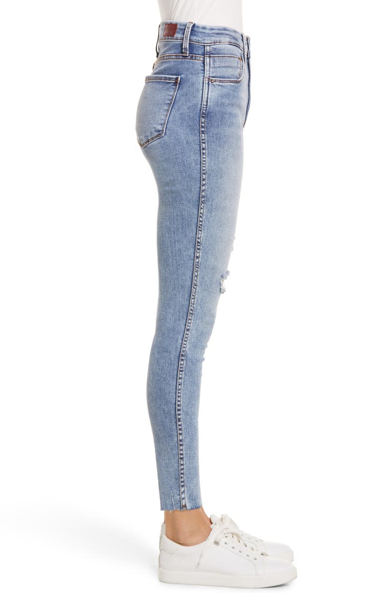 Whetherly Cooper High Waist Raw Hem Skinny Jeans, Alternate, color, 