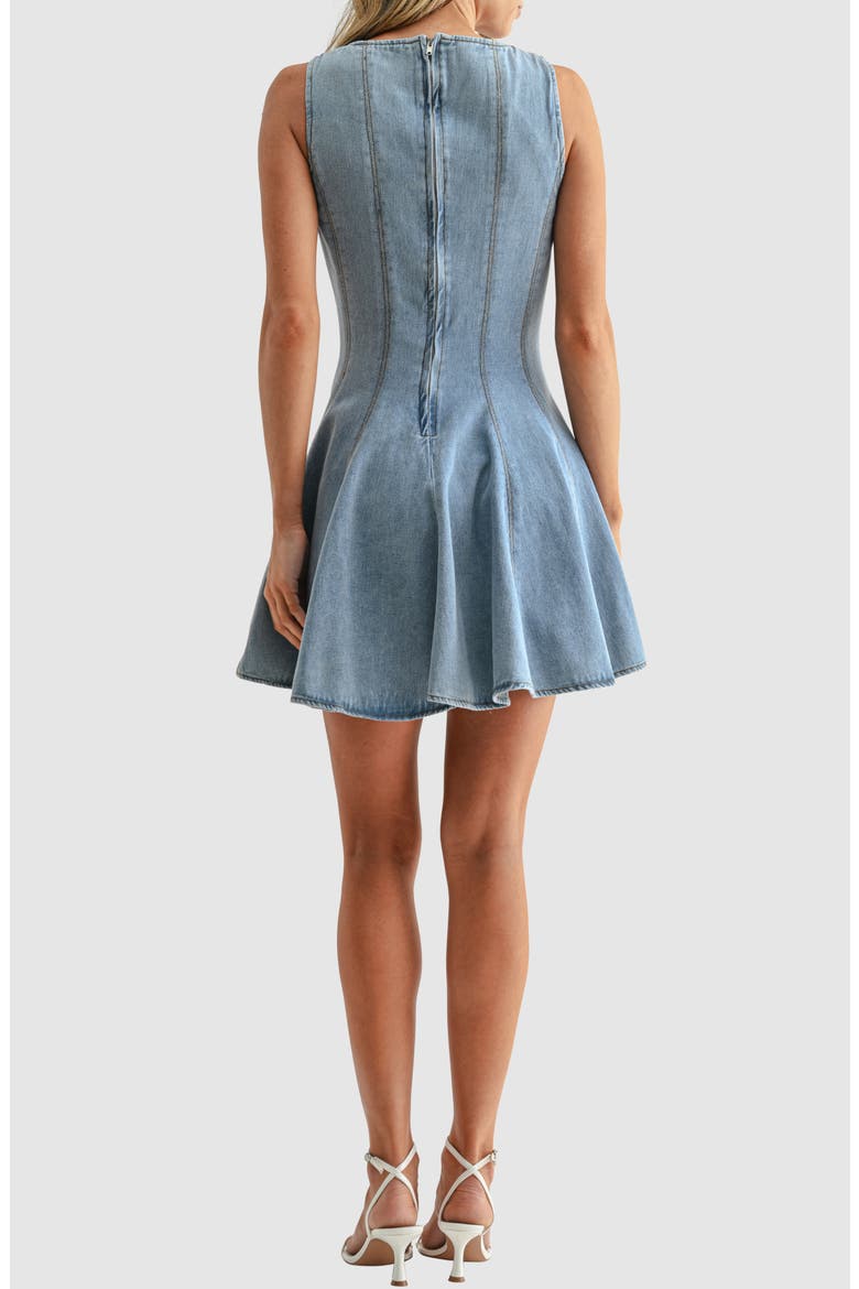 Fit & Flare Denim Minidress, Alternate, color, LIGHT DENIM