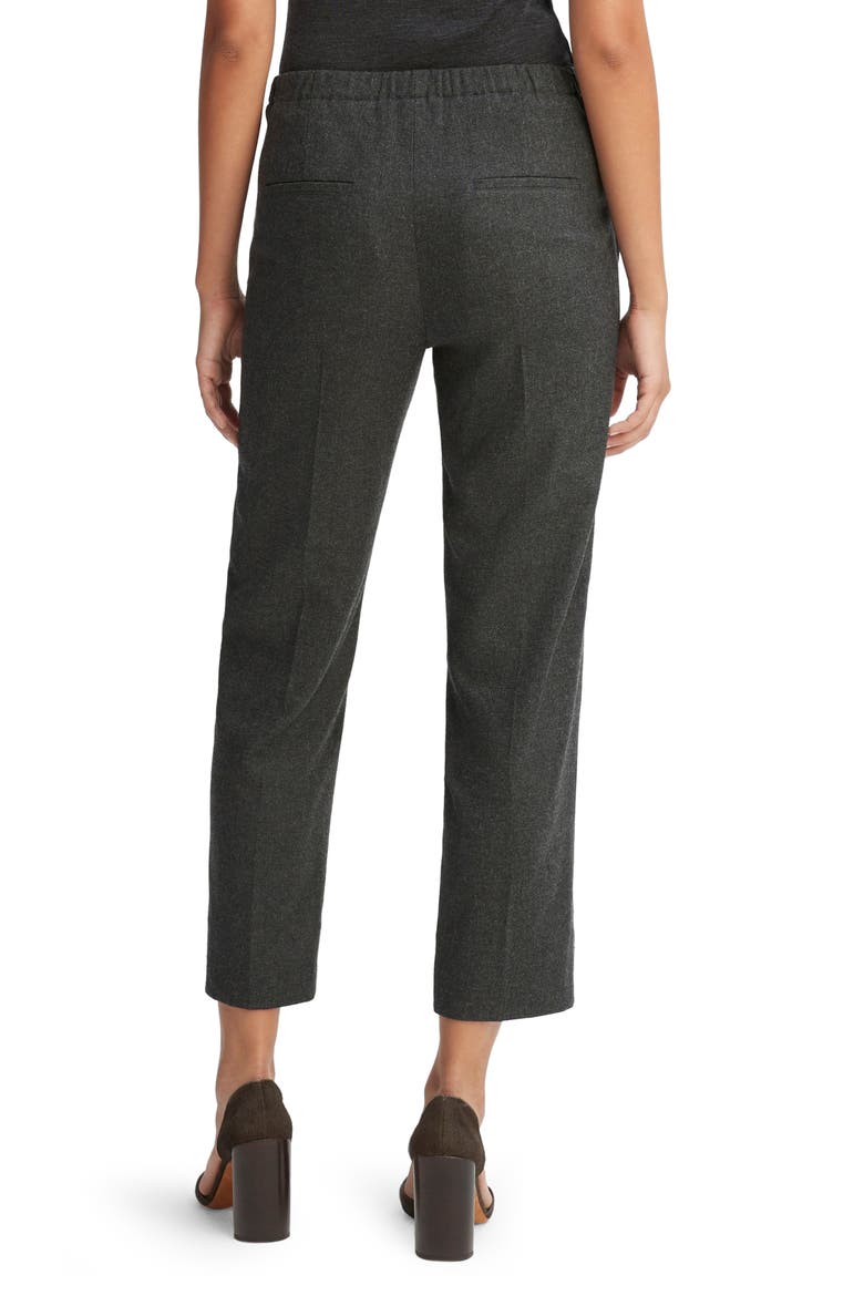 Crop Pleated Brushed Wool Blend Pull-On Pants, Alternate, color, H CHARCOAL