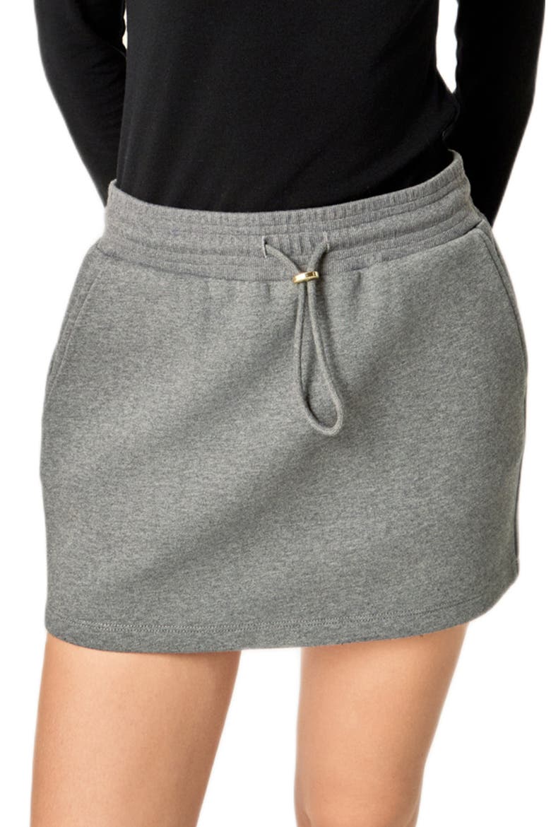 French Terry Drawstring Miniskirt, Main, color, CHARCOAL