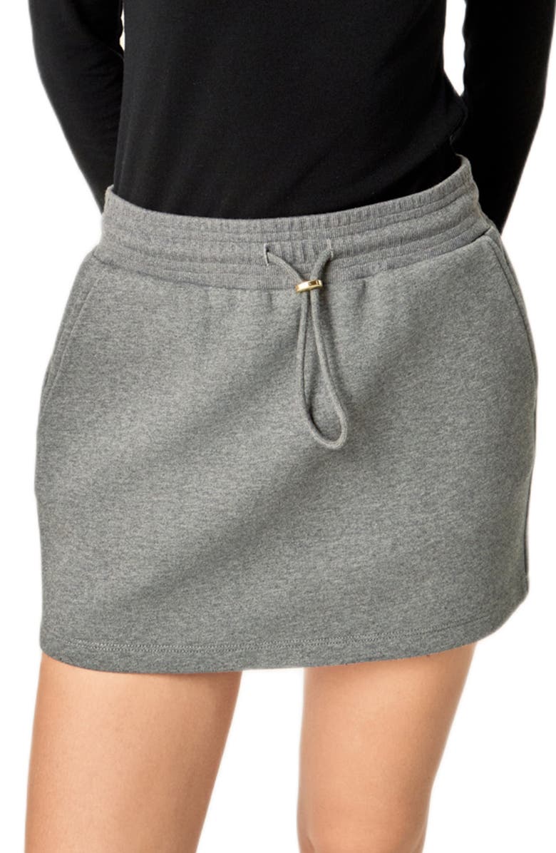 English Factory French Terry Drawstring Miniskirt, Main, color, Charcoal