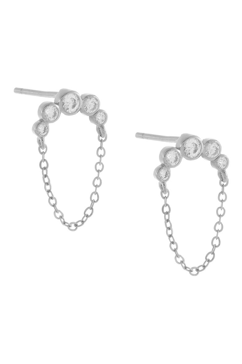 Adina’s Jewels Bezel Arc Chain Stud Earrings, Main, color, SILVER