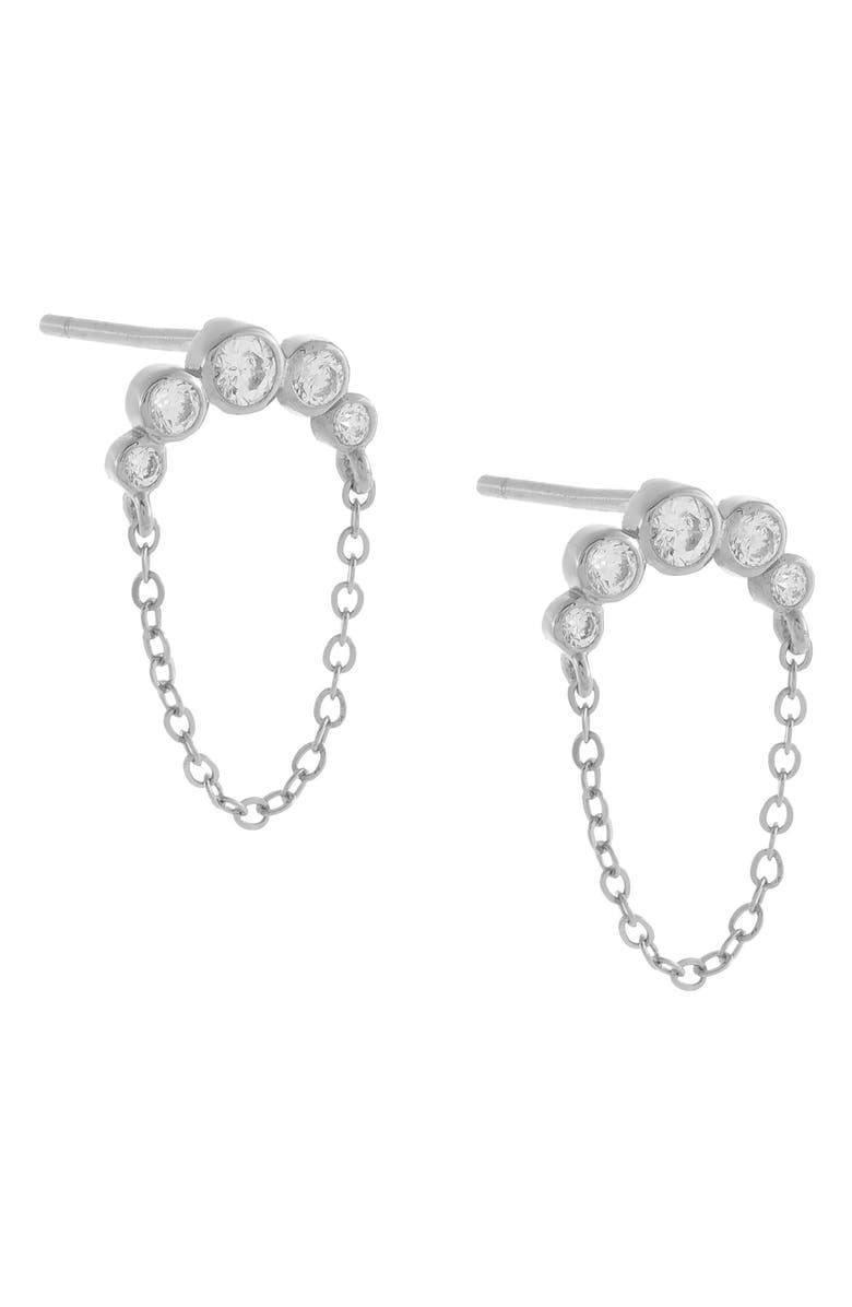BY ADINA EDEN Adina’s Jewels Bezel Arc Chain Stud Earrings, Main, color, 