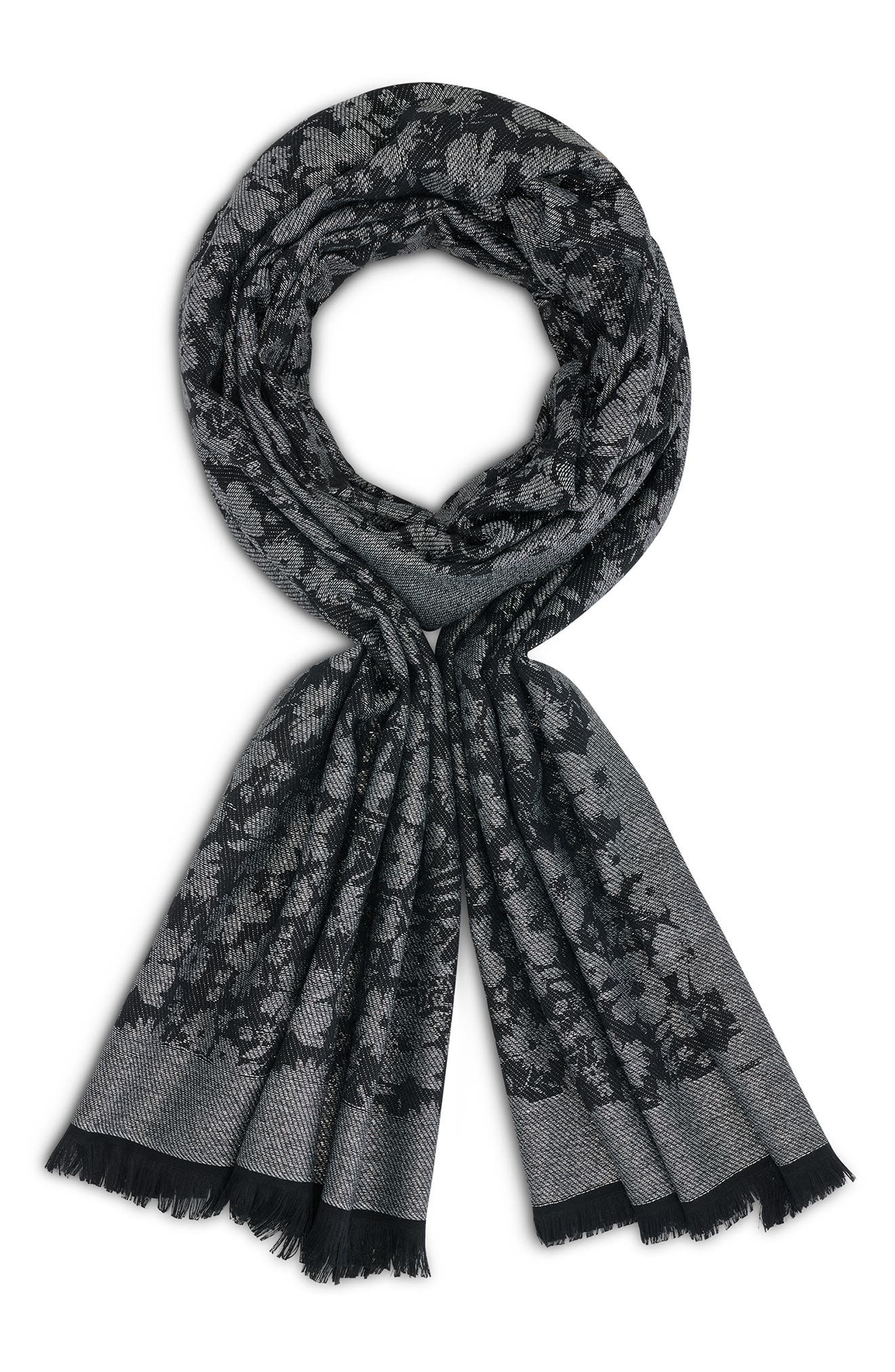 KARL LAGERFELD PARIS Metallic Daisy Evening Wrap Scarf