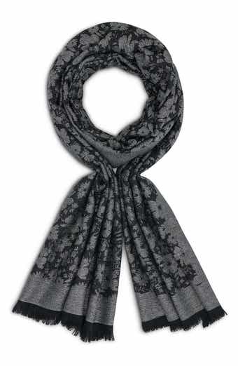 KARL LAGERFELD PARIS Metallic Daisy Evening Wrap Scarf