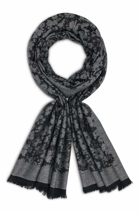 KARL LAGERFELD PARIS Metallic Daisy Evening Wrap Scarf
