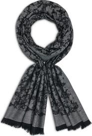 KARL LAGERFELD PARIS Metallic Daisy Evening Wrap Scarf