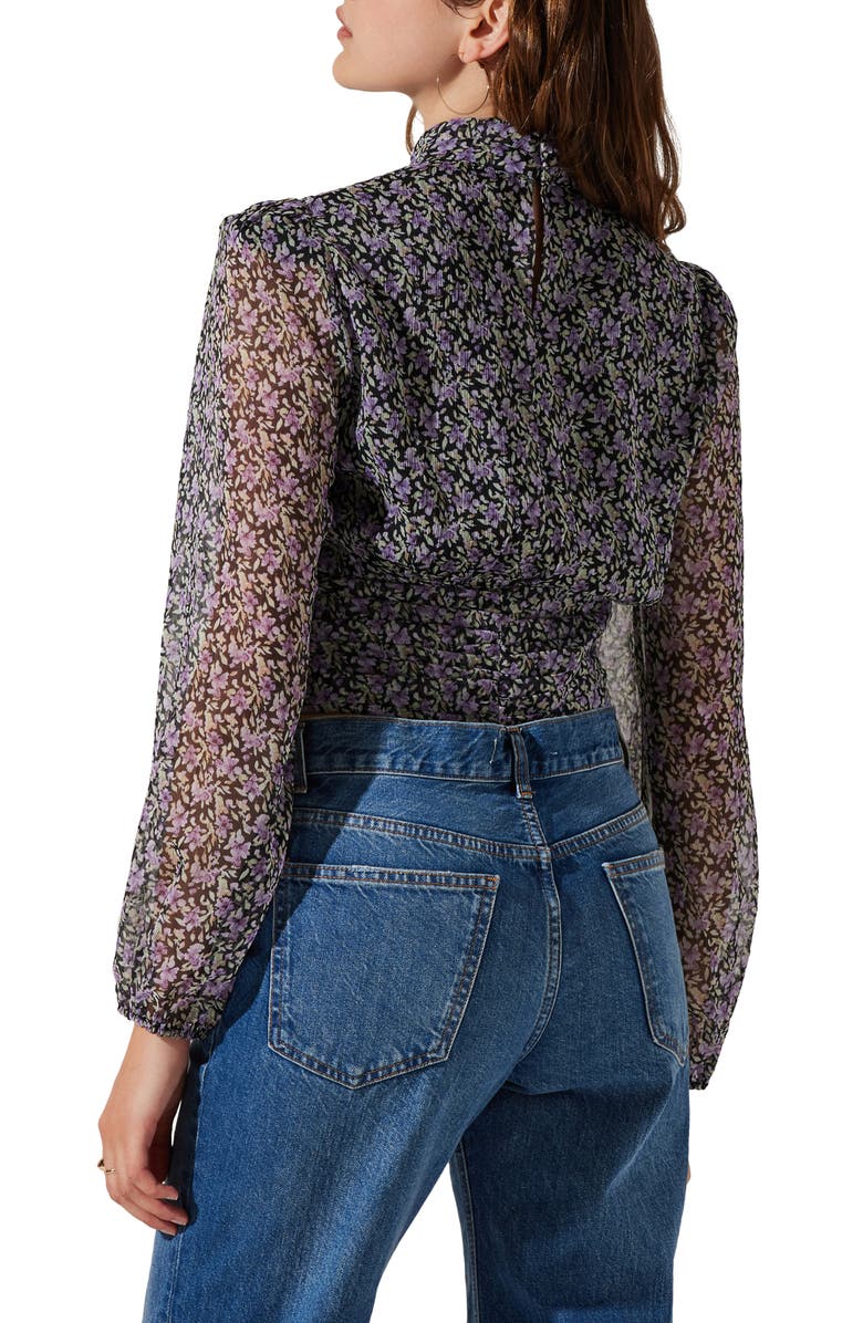 ASTR the Label Floral Print Crop Top, Alternate, color, Blk Purp