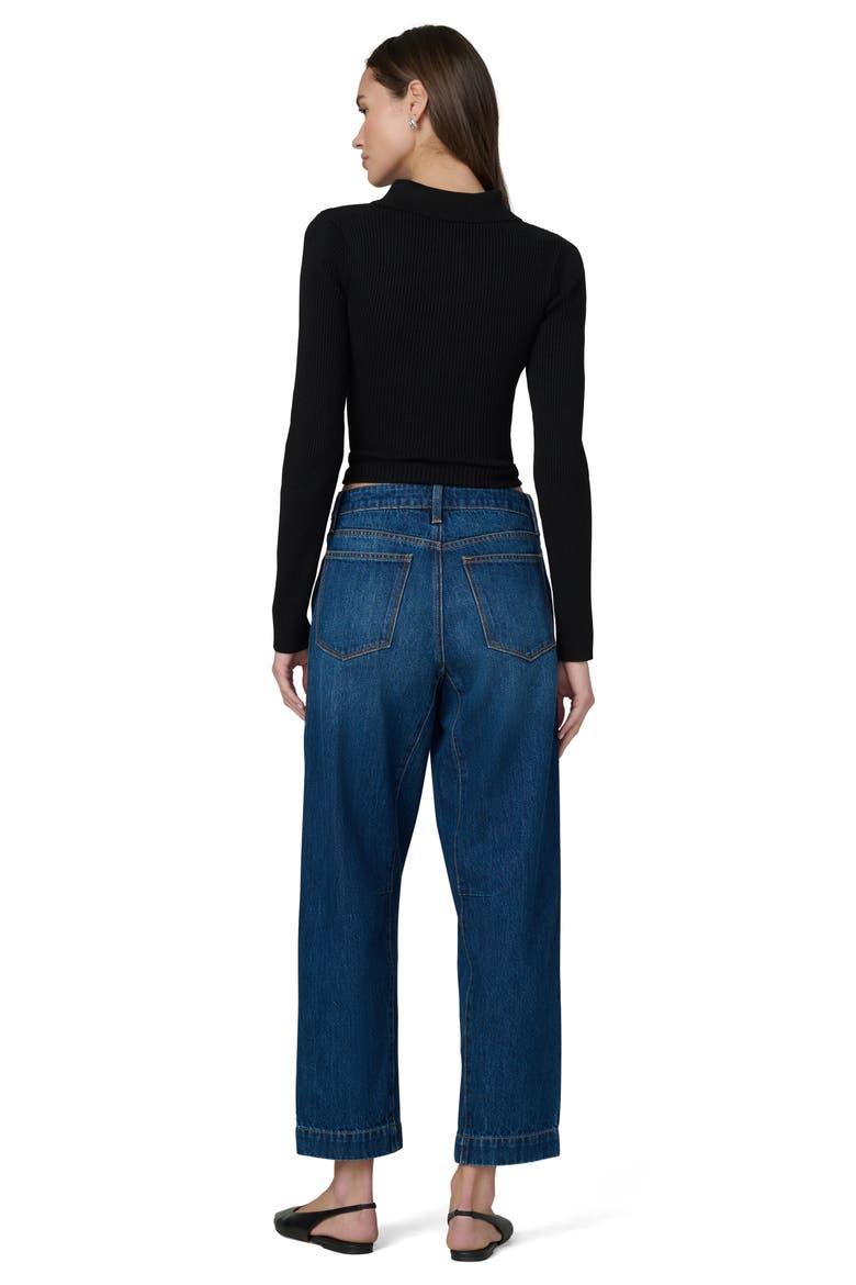 The Lisa Crop Rib Polo Sweater, Alternate, color, BLACK