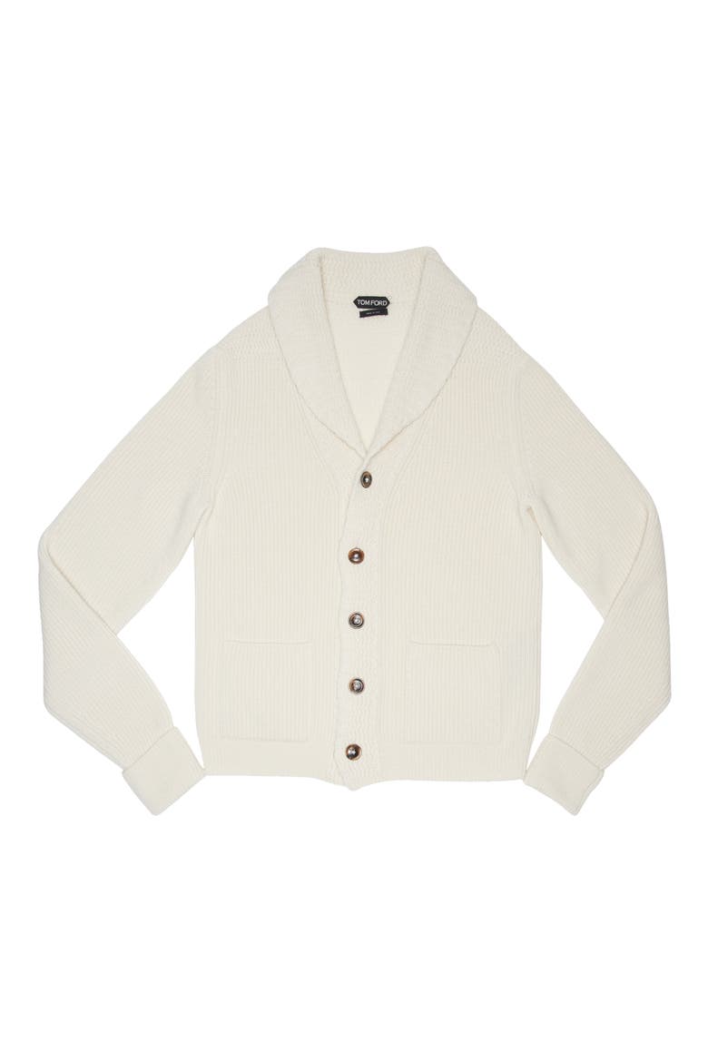Shawl Collar Cashmere Cardigan, Alternate, color, CREAM WHITE