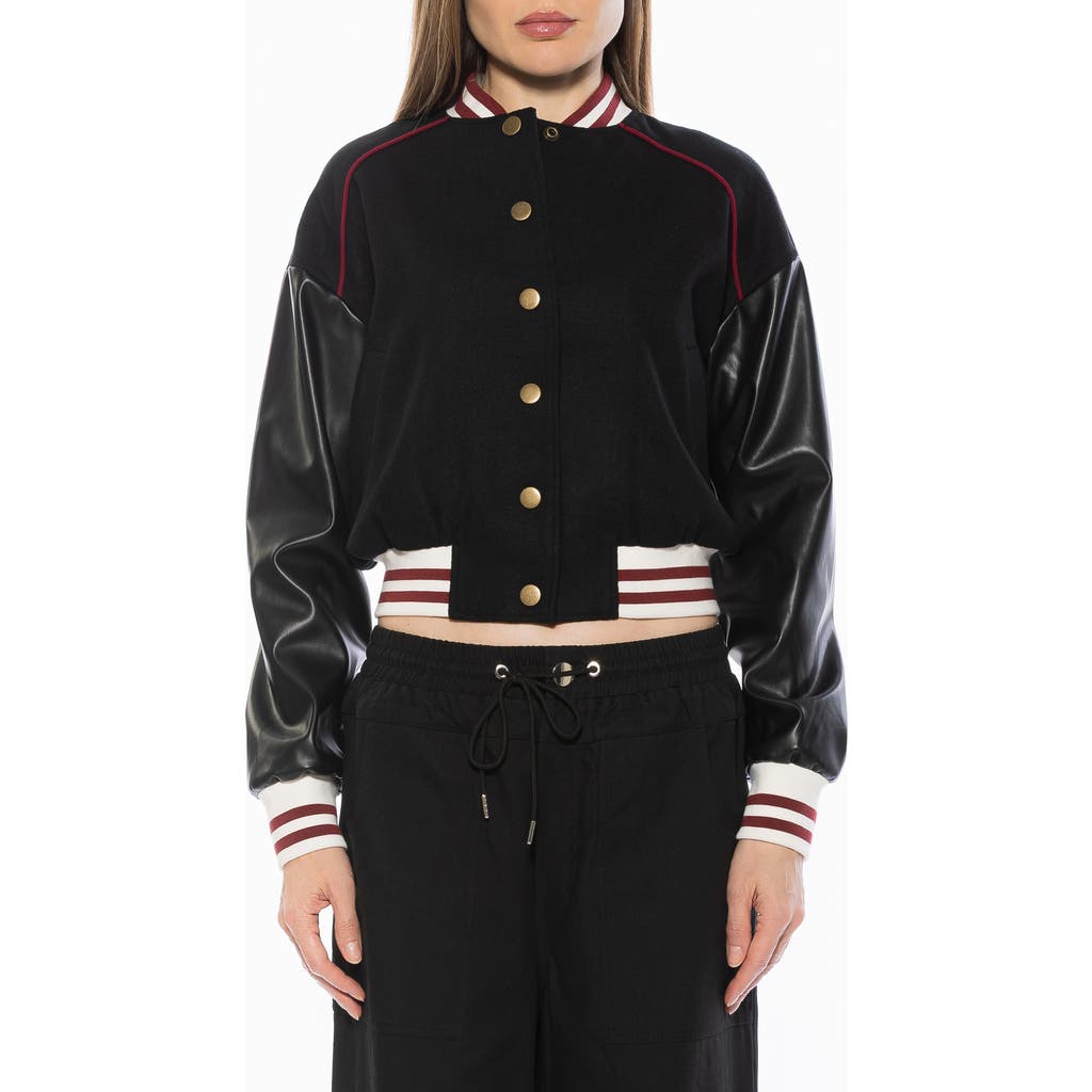 Alexia Admor Ciela Varsity Bomber Jacket In Black