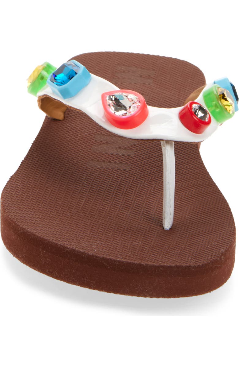 Marni Gem Flip Flop, Alternate, color, Zp216 Lily White/ Brown