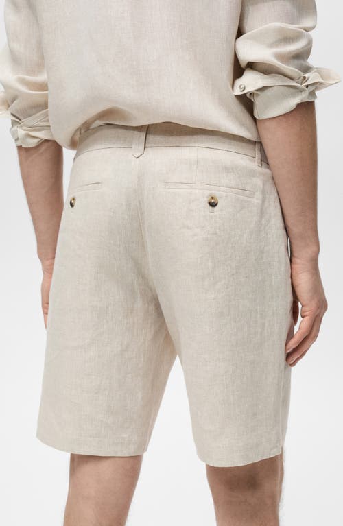 Mango Slim Fit Flat Front Linen Bermuda Chino Shorts In Ecru