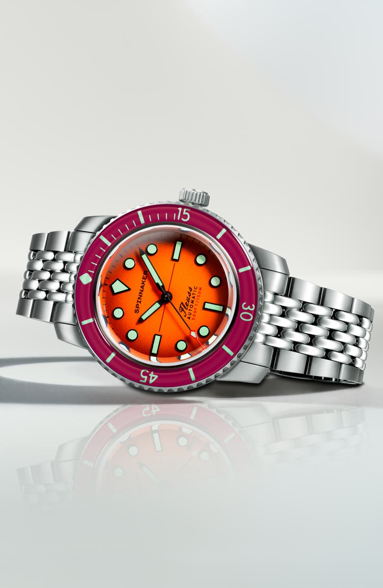 SPINNAKER Fleuss 40 Sunset Amber Automatic Bracelet Watch, 40mm, Alternate, color, 