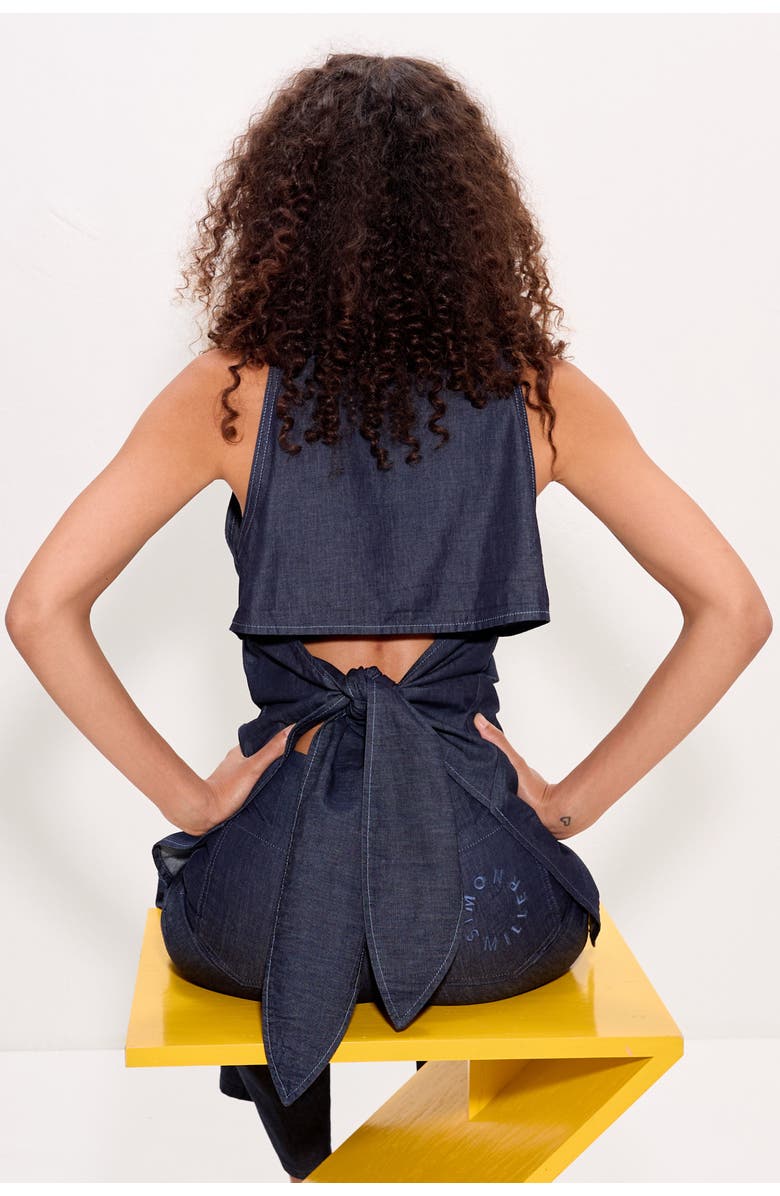 SIMONMILLER Loch Sleeveless Chambray Button-Up, Alternate, color, Indigo