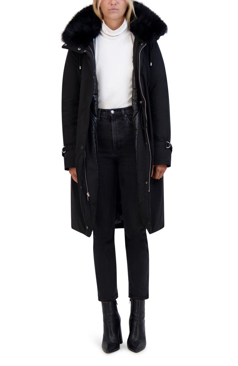 Kenneth Cole New York Hooded Jacket with Faux Fur Trim, Alternate, color, 