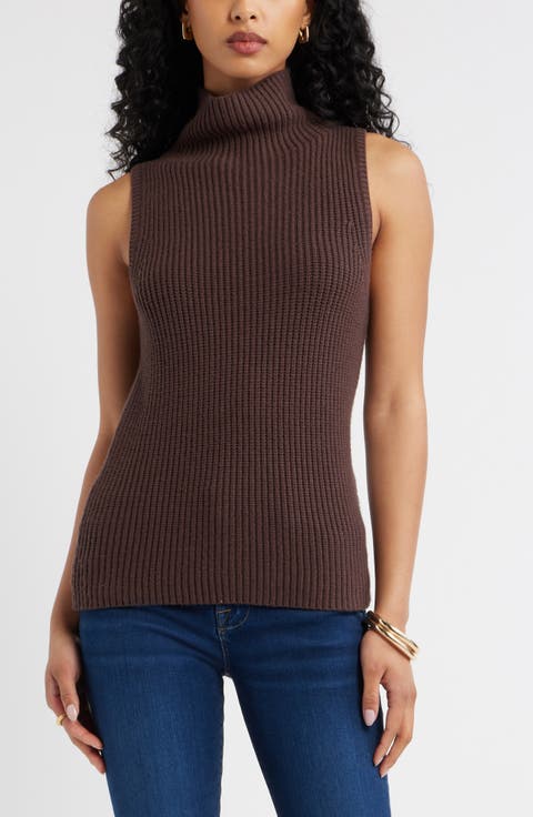 Sleeveless Funnel Neck Sweater