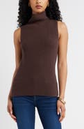 Open Edit Sleeveless Funnel Neck Sweater