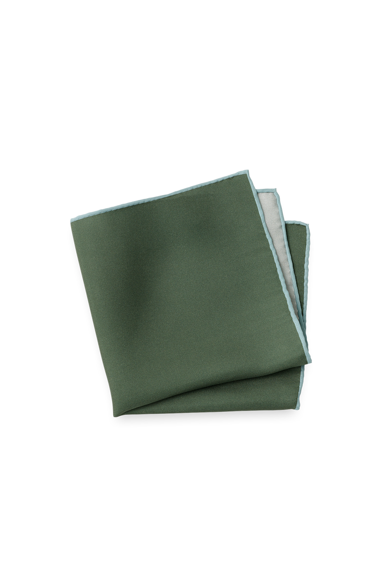 Paul Fredrick Solid Silk Pocket Square, Main, color, Green