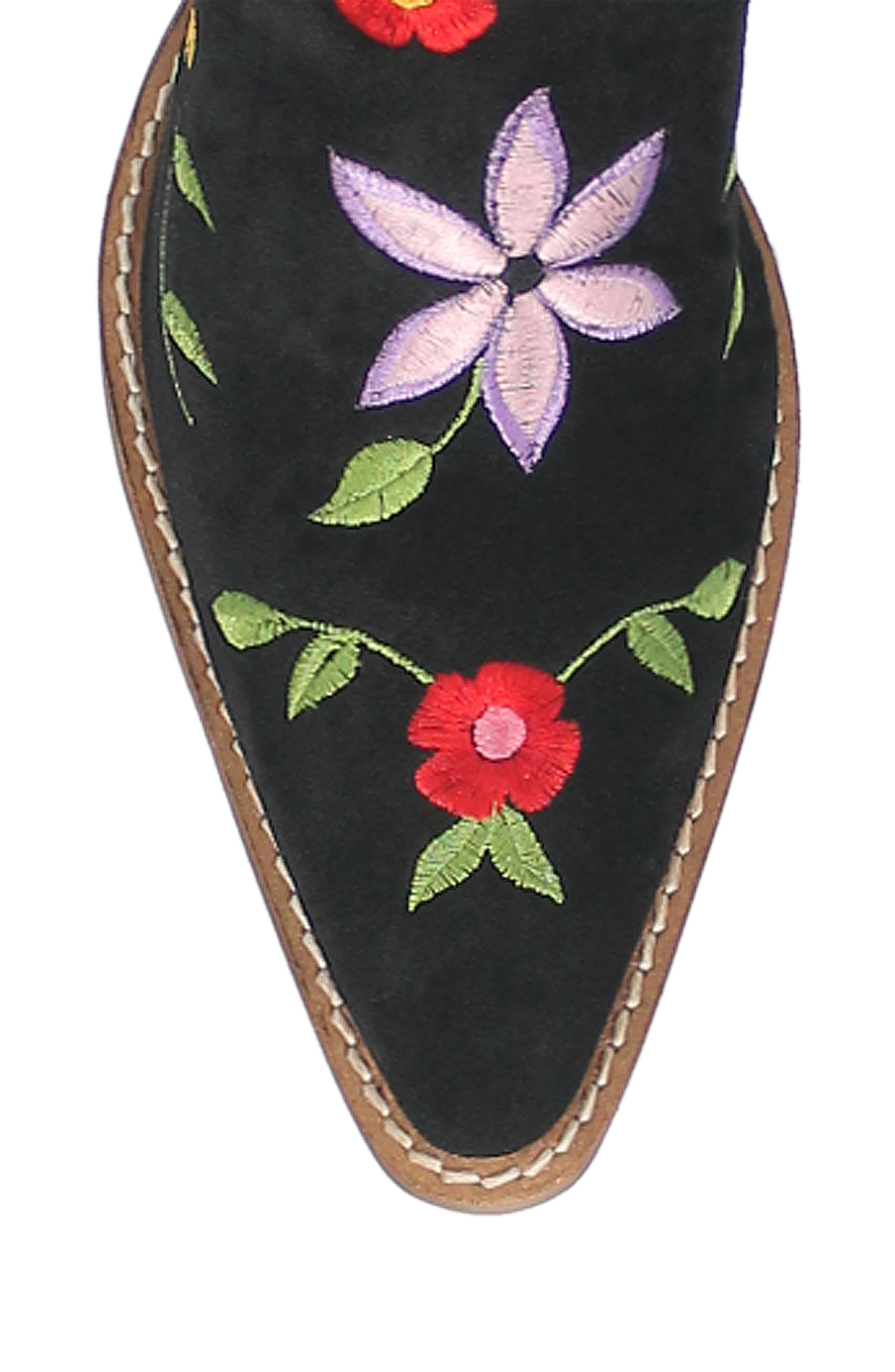 Dingo Flower Power Knee High Western Boot, Alternate, color, Black