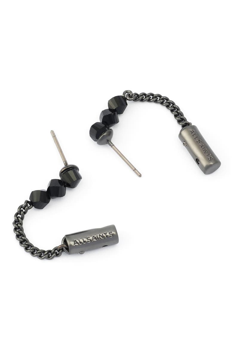 Faceted Bead Front to Back Earrings, Alternate, color, BLACK