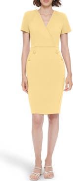 Calvin Klein V-Neck Button Sheath Dress