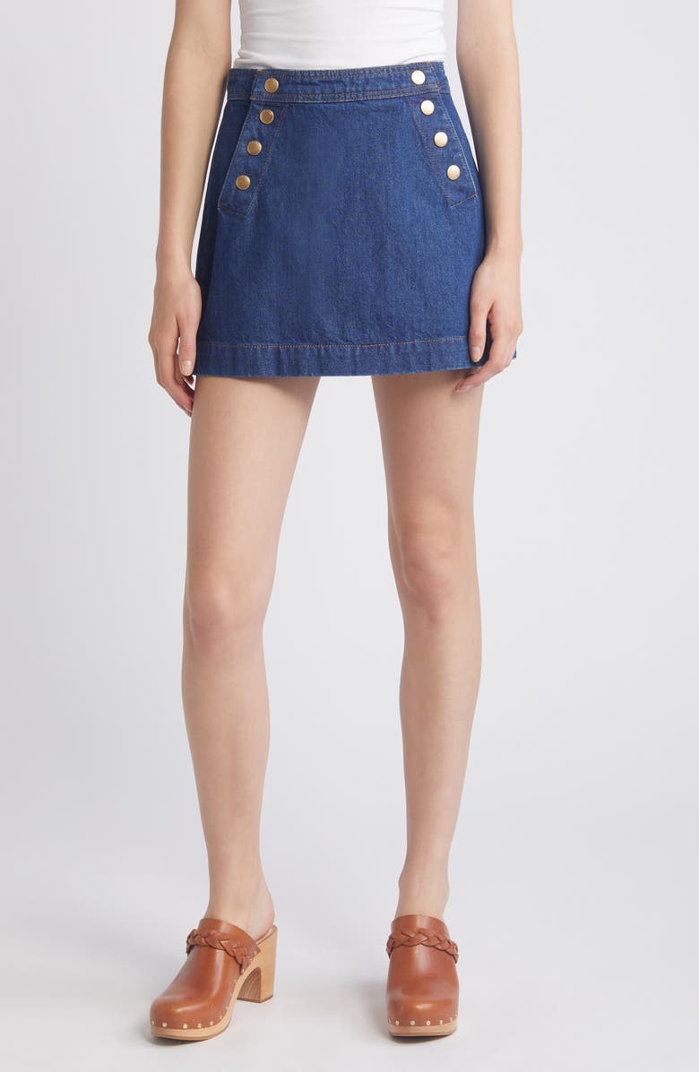 FRAME Sailor Snap Denim Skirt, Main, color, 