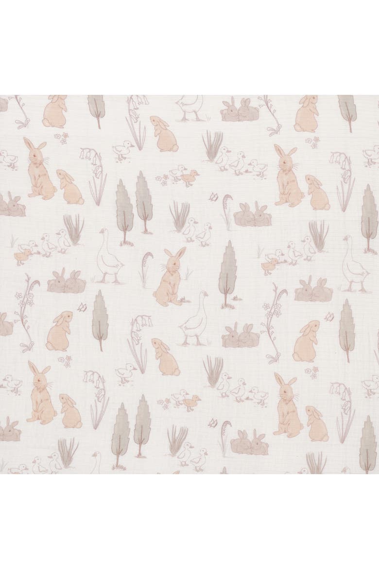 Signature Bunny Hop Organic Cotton Muslin Baby Fitted Crib Sheet, Alternate, color, Cream