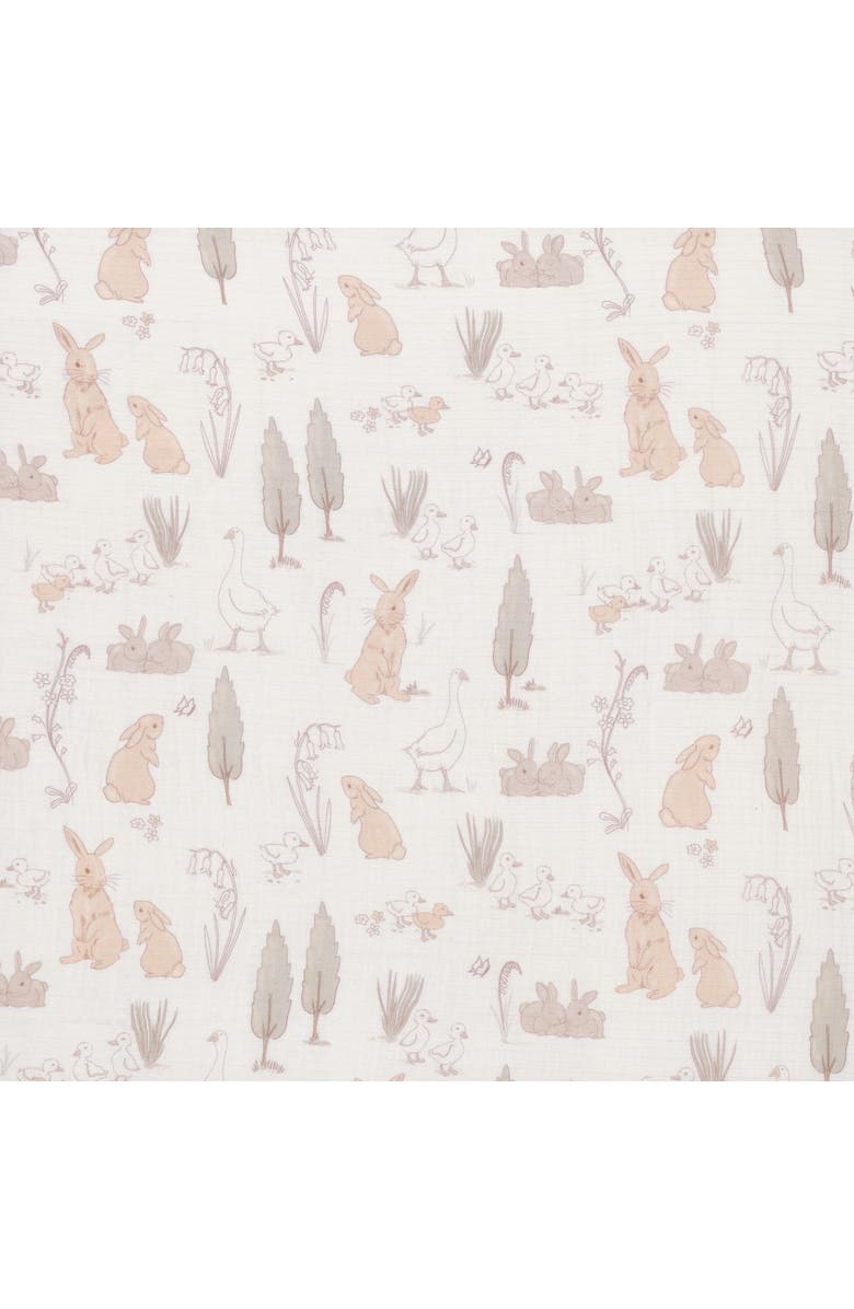 Lambs & Ivy Signature Bunny Hop Organic Cotton Muslin Baby Fitted Crib Sheet, Alternate, color, Cream