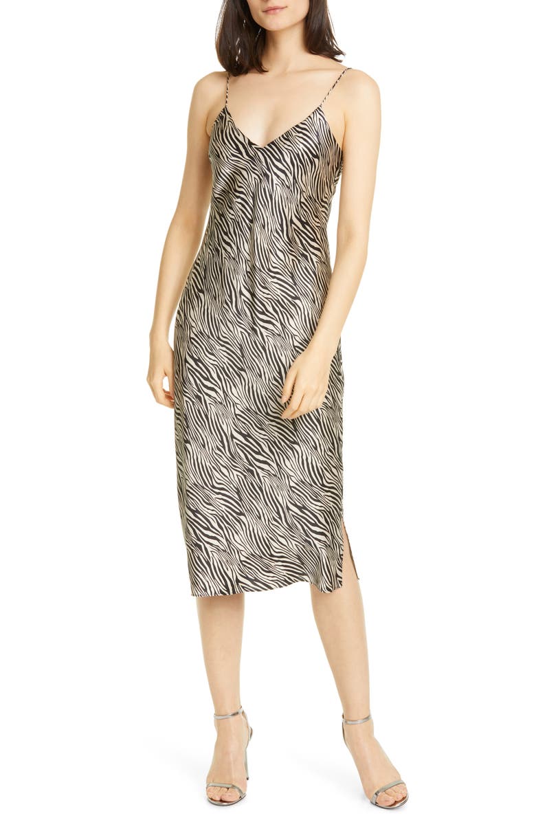 CAMI NYC Raven Zebra Silk Slipdress, Main, color,