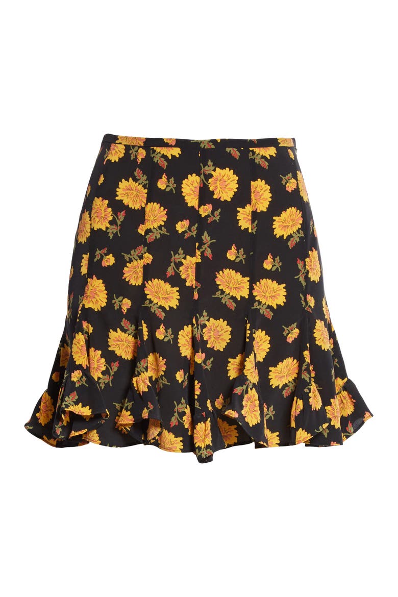 Weller Floral Silk Miniskirt, Alternate, color, BLACK MULTI