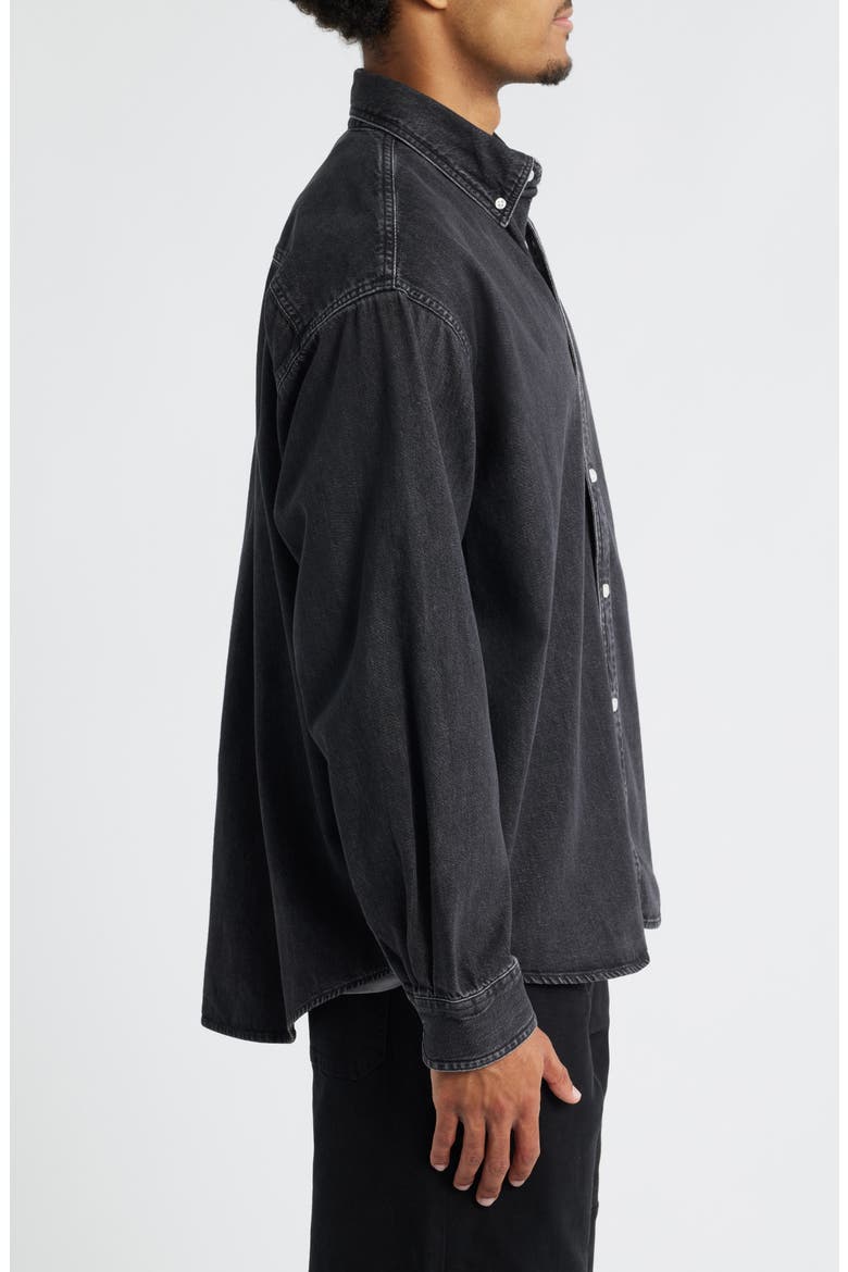 Lucas Denim Button-Down Shirt, Alternate, color, BLACK STONE WASHED