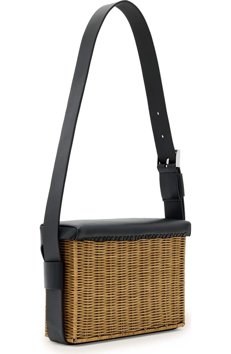 AllSaints Monique WIcker Shoulder Bag, Alternate, color, Biscuit/ Black