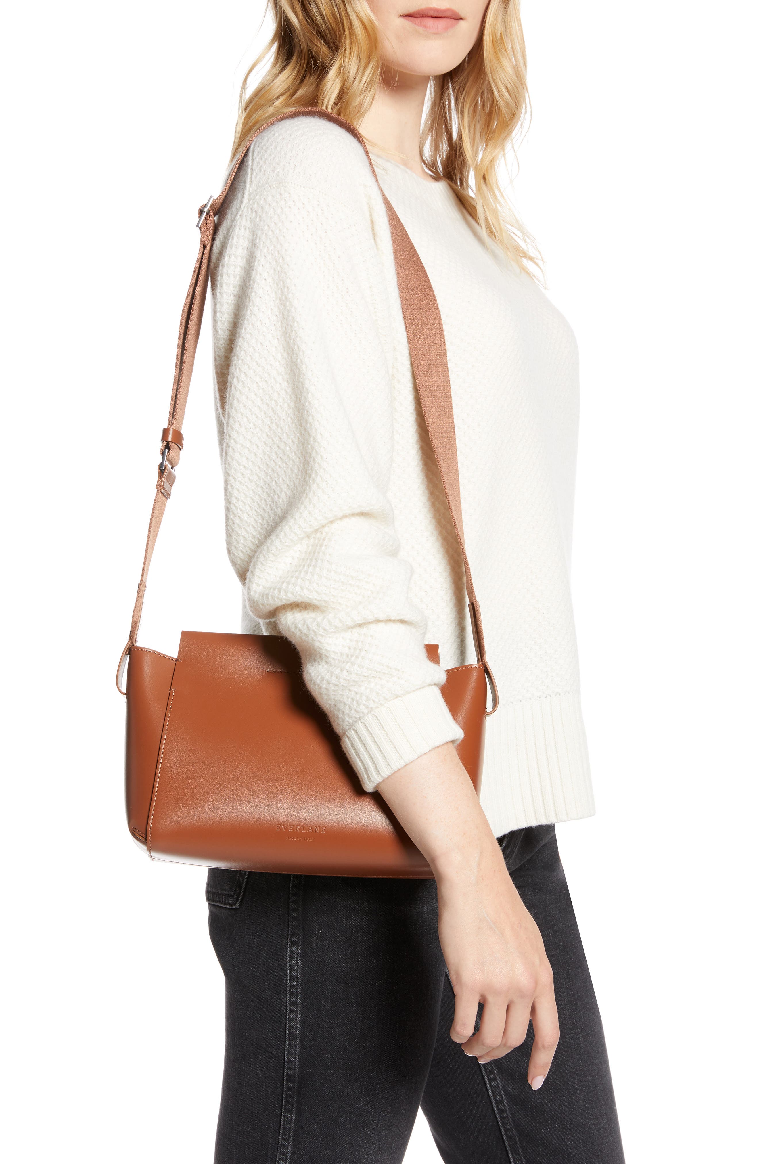 Mini The Form Leather Crossbody Bag, Alternate, color, COGNAC