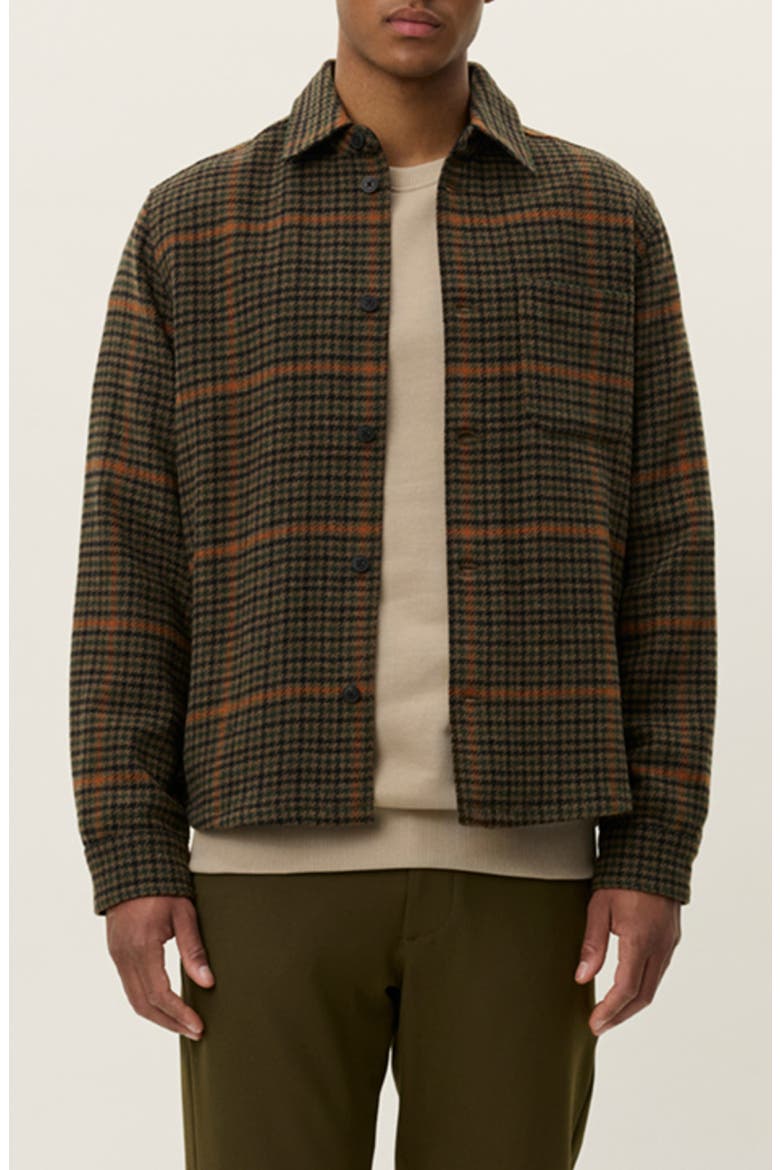 Kody Houndstooth Wool Blend Overshirt, Main, color, TEAK
