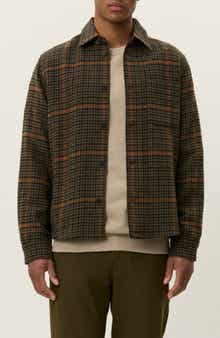 Les Deux Kody Houndstooth Wool Blend Overshirt