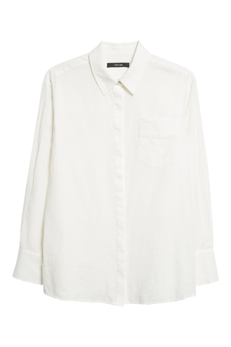 Riley Linen Blend Boyfriend Shirt, Alternate, color, COCONUT