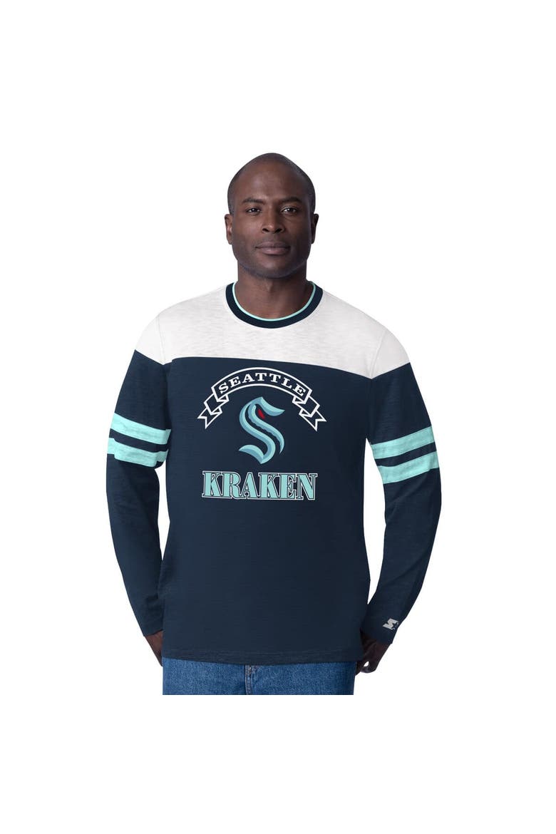 Men's Starter  Deep Sea Blue Seattle Kraken Blitz Durene Long Sleeve T-Shirt, Main, color, Navy
