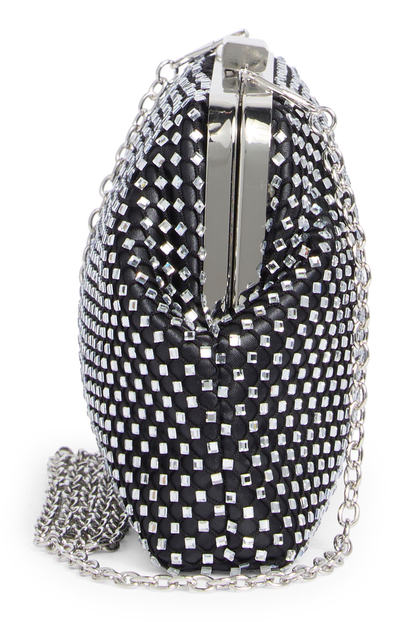 Jessica McClintock Phyllis Rhinestone Mesh Clutch, Alternate, color, Black